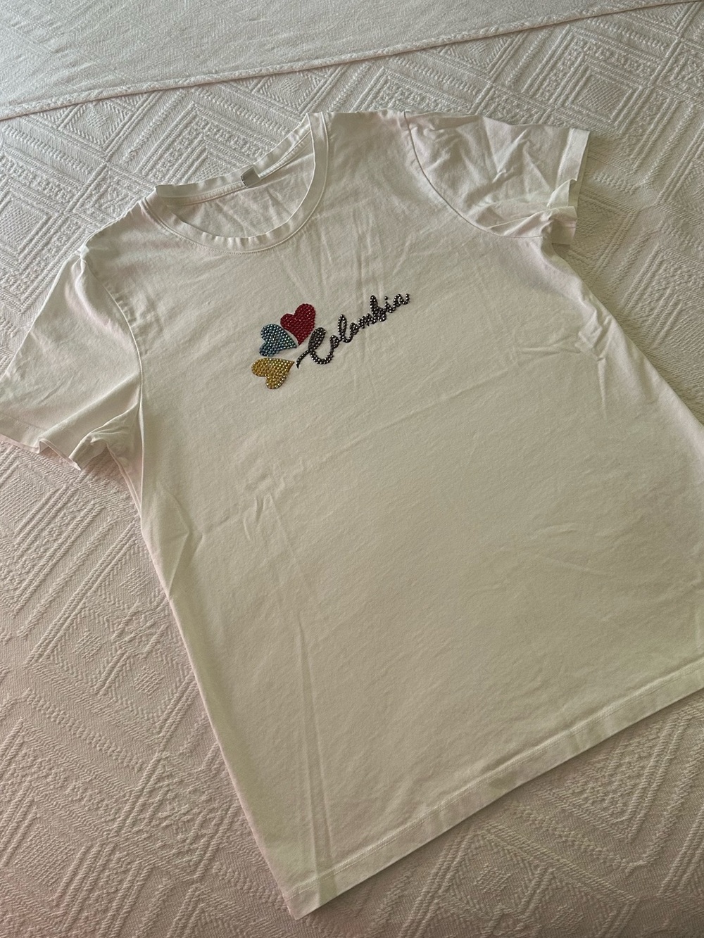 Colombia Hand Embellished DIY World Cup Cotton T-shirt